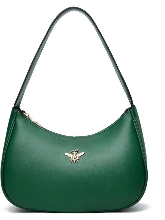 Handbags - Women's Green Leather Small Stylish Retro Zipper Classic Clutch Hobo Tote Bags